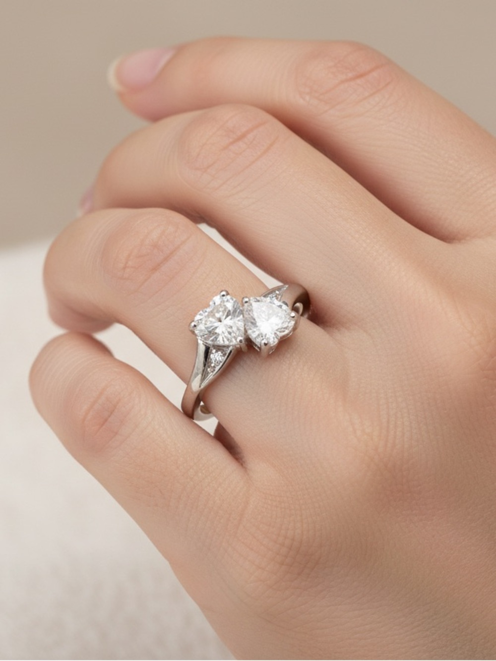 Sterling Silver 2 Heart Ring